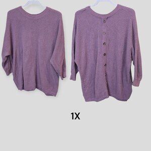 Questions Women's Lavender  Sweater Pullover Long Sleeve Knit Top 1X
